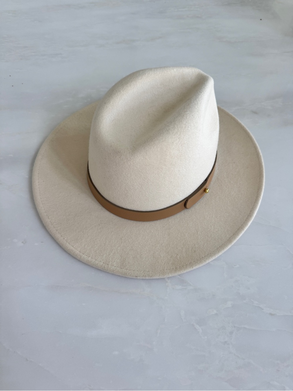Lack Of Color Cream Felt Fedora with Tan Band